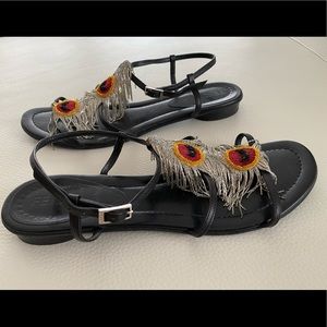 Fendi Tassel embellished Monster Eyes Leather Sandals